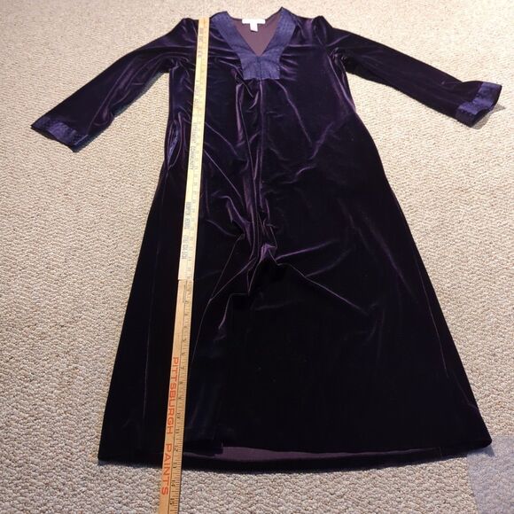 Oscar De La Renta Pink Label Long Length Purple Velvet Bath Robe Womens Medium - Picture 2 of 7